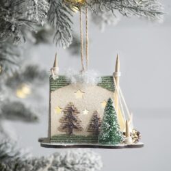 Cardboard Lited Tent Ornament Decorative Hanging Christmas Tree Ornaments For Holiday Party Decorations (Set of 6) - Multicolor