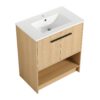 Modern 30" Bathroom Vanity With Ceramic Sink, Freestanding Cabinet, 2 Soft Closing Doors - Oak - Image 14