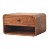 Curved Wall Mounted Bedside Table With Open Slot - Caramel - Image 9