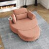 Corduroy Sofa With Two Throw Pillows, A Waist Pillow And An Extra Tray Is Comfortable For A Small Apartment Bedroom - Orange - Image 6