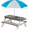 Wooden Kids Picnic Table, Sand And Water Table With Umbrella, Activity Table For Outdoor Backyard Patio Play - White / Gray - Image 10