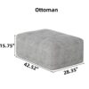 Modern Oversized Modular Sectional Sofa With 2 Chaise Lounge And 2 Armrest, Sparkling Chenille Fabric Soft Cushion Sofa With 4 Pillows, 4 Pieces Diy Combination Tufted Sofa, No Assembly Required - Beige - Image 2