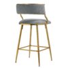 Counter Height Bar Stools, Corduroy Kitchen Island Counter Bar Stools With Back, Golden Chromed Base And Footrest (Set of 2) - Gray - Image 5