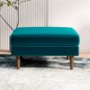 Amber - Mid-Century Modern Square Upholstered Ottoman - Blue - Image 3