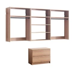 Devi - Wall Mounted Wood Closet System With Modular Versatility And Warm - Oak
