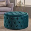 Elegant Velvet Ottoman Footstool - Teal - Image 3