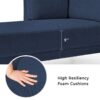 Mid-Century Modern Linen Corner Lounge Chair, Upholstered Indoor Chaise Lounge, Sleeper Sofa Bed - Blue - Image 21
