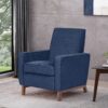 Mid Century Modern Club Chair With Upholstery And Rubberwood Legs - Navy Blue - Image 2