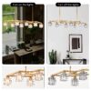 Crystal Chandelier For Dining Room, 8 Light Kitchen Chandelier Light Fixture Modern Metal Industrial Chandeliers For Farmhouse Entryway Living Room (8*G9 Bulbs Included) - Matte Gold - Image 9