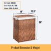 Laundry Hamper With Lid PE Rattan Powder Coating Frame Clothes Hampers With 2 Removable Bags, 100L - Brown - Image 24