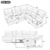 Modern Manual Reclining Living Room Furniture Set With USB Ports, Hidden Storage, Led Light Strip And 2 Cup Holders - Cream - Image 3