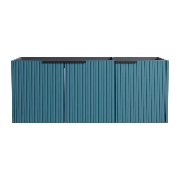 Contemporary Wall Mounted Bathroom Vanity With 3 Soft Close Doors - Lake Blue