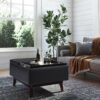 Owen - Tray Top Small Coffee Table Storage Ottoman - Distressed Black - Image 7