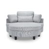 Corduroy Sofa With Two Throw Pillows And A Waist Pillow With An Extra Tray For Comfortable Seating In Small Apartment Bedrooms - Gray - Image 6