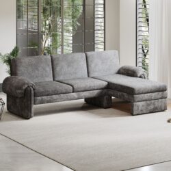 Convertible Futon Sofa Bed Futon Sofa Couch With An Adjustable Backrest, A Reversible Chaise Lounge And 2 Removable Armrest Pillows For Living Room - Gray