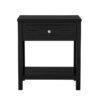 Dylan - Wooden End Side Table Nightstand With Glass Top And Drawer - Black - Image 2