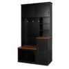 Modern Entryway Bench With Coat Rack, 3 Shelves And Drawers, 3 Sturdy Hooks, Wide Hall Tree With Storage Bench For Hallway - Black - Image 16