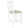 Solid Wood Farmhouse Counter Height Dining Table Set With 3 Tier Storage Shelves, Upholstered Dining Chairs For 4, 5 Piece - White - Image 17