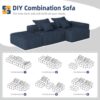 Modern Oversized Modular Sectional Sofa With Ottoman, Seat, Chaise Lounge And Armrest, Sparkling Chenille Fabric Soft Cushion Sofa With 4 Pillows, 4 Pieces Diy Combination Tufted Sofa, No Assembly Required - Blue - Image 16