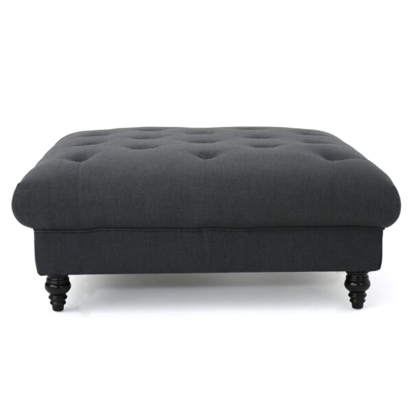 Madrid - Tufted Ottoman With Button Tufting And Turned Feet - Dark Gray