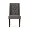 Elegant Tufted Dining Chair (Set of 2) With High Backrest - Dark Gray - Image 6