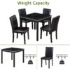 5 Pieces Wooden Dining Table Set, Kitchen Table Set With A Square Table And 4 Upholstered Chairs, Wooden Dining Room Table With Crystal Decoration And Chairs Set For Kitchen, Dining Room - Black - Image 9