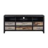 Retro Distressed Wooden TV Stand For TVs Up To 65", Entertainment Center Media Console With 6 Drawers And 3 Shelves For Living Room - Black - Image 11