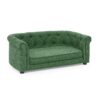 Contemporary Pet Sofa With Arc Shaped Backrest And Armrests Breathable Linen Soft Cushion - Green - Image 10