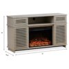 Modern Solid Wood Cabinet With Adjustable Shelves And Remote-Controlled Fireplace - Light Gray - Image 3