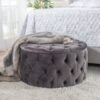 Modern Velvet Ottoman Footstool With Plush Cushioning - Gray - Image 3