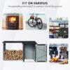 Outdoor Steel Firewood Rack And Metal Storage Shed, Two In One - Black - Image 9