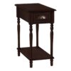 Accent Side Table, 2 Tier, Storage Drawer, Traditional - Cherry - Image 2