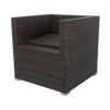 11 Piece Patio Wicker Conversation Set, 10 Seater Patio Sectional Set With 3 Storage Box Under Seat - Brown / White - Image 9