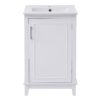 Modern Small Bathroom Vanity Cabinet With Ceramic Basin, Ample Storage, 1 Soft-Close Door - White - Image 14