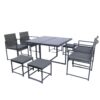 9 Pieces Patio Dining Sets Outdoor Space Saving Rattan Chairs With Glass Table Top Wicker And Cushion - Dark Gray - Image 14