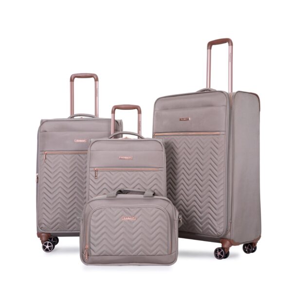 4 Piece Set (16/20/24/28), Softshell Suitcase Spinner Wheels Terylene Luggage Sets Carry On Suitcase Luggage Lightweight Durable Suitcase - Khaki
