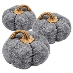 Pumpkin Ornament Decor For Holiday Harvest Festival Fall Festival & Thanksgiving (Set of 3) - Gray