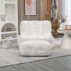 Fluffy Bean Bag Chair, Comfortable Bean Bag For Adults And Children, Super Soft Lazy Sofa Chair With Memory Foam And Ottoman, Indoor Modern Focus Bean Bag Chair For Living Room, Bedroom, Apartment - White - Image 3