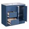 Bathroom Vanity With Ceramic Sink, Bathroom Storage Cabinet With 2 Drawers & Shelf, Freestanding Bathroom Cabinet - Blue - Image 12