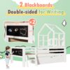 Twin Size House Bed With Ladder, Storage Drawers, And Blackboard Design - White - Image 14