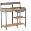 Outdoor Potting - Bench, Workstation Table With Cabinet For Backyard Garden Supplies - Gray / Brown - Image 11