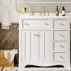 Bathroom Vanity With Resin Sink Combo, Frame Bathroom Storage Cabinet, Freestanding Vanity Set With 3 Drawers & Adjustable Shelf - White - Image 20