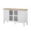 Retro TV Stand For TVs Up To 43", Entertainment Center Media Console Cabinet With 3 Spacious Cabinets, Glass Cabinet Doors And Anti-Tip Device For Living Room - White - Image 11