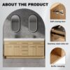 72" Freestanding Bathroom Vanity With Double Resin Sink Plywood Construction - Oak - Image 3