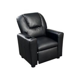 Marisa - Leather Kids Recliner Chair With Cupholder - Black
