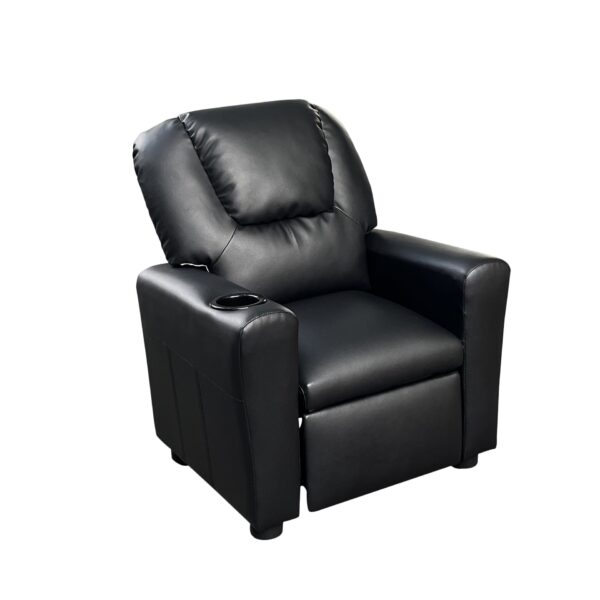Marisa - Leather Kids Recliner Chair With Cupholder - Black