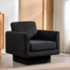 360° Modern Swivel Accent Chair Round Armchair, Thick Padded Single Lounge Sofa Upholstered Comfy - Black - Image 13