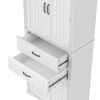 Elegant Multi Functional Storage Cabinet With Slide Rail Drawers, Adjustable Shelves - White - Image 12