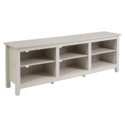 Modern Transitional 3 Shelf Open Storage 70" TV Stand For 80" TVs - White Wash