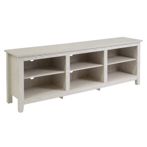 Modern Transitional 3 Shelf Open Storage 70" TV Stand For 80" TVs - White Wash